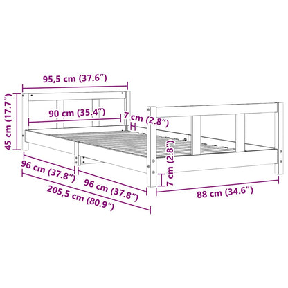 Dětská Postel Bílá 90 X 200 Cm Masivní Borové Dřevo