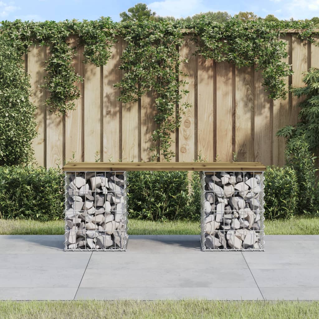 Zahradní Lavice Gabionový Design Masivní Borovice