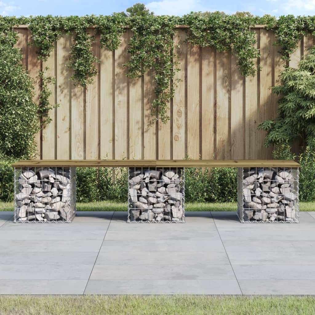Zahradní Lavice Gabionový Design Masivní Borovice