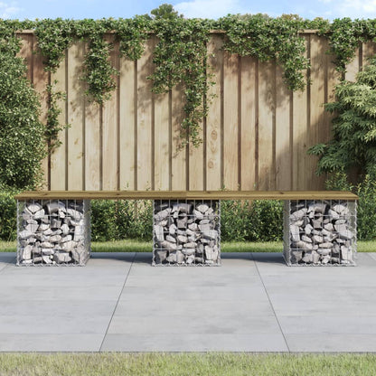 Zahradní Lavice Gabionový Design Masivní Borovice