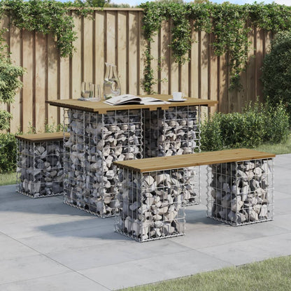 Zahradní Lavice Gabionový Design Masivní Borovice