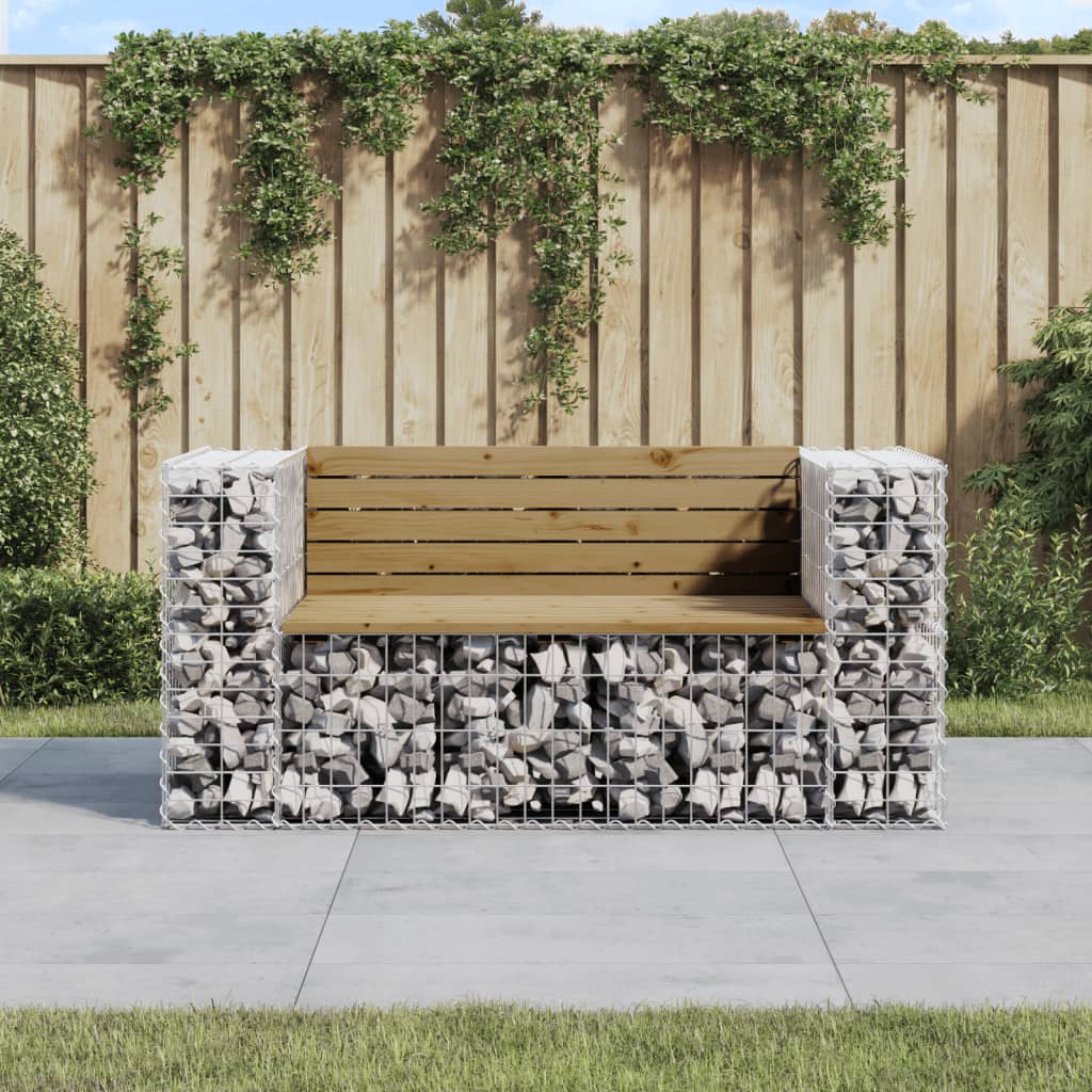 Zahradní Lavice Gabionový Design 92 X 71 X 65,5 Cm Borové Dřevo