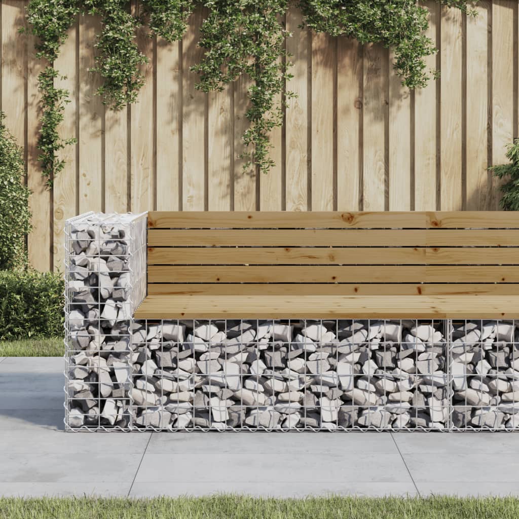 Zahradní Lavice Gabionový Design 92 X 71 X 65,5 Cm Borové Dřevo