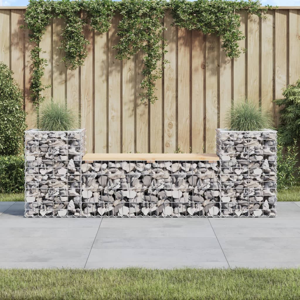 Zahradní Lavice Gabionový Design 183X41X60,5 Cm Borové Dřevo