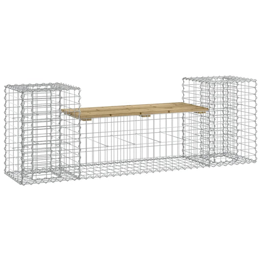 Zahradní Lavice Gabionový Design 183X41X60,5 Cm Borové Dřevo