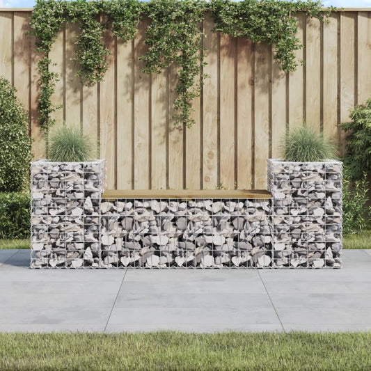 Zahradní Lavice Gabionový Design 183X41X60,5 Cm Borové Dřevo