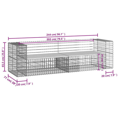 Zahradní Lavice Gabionový Design 244X71X65,5Cm Masivní Borovice