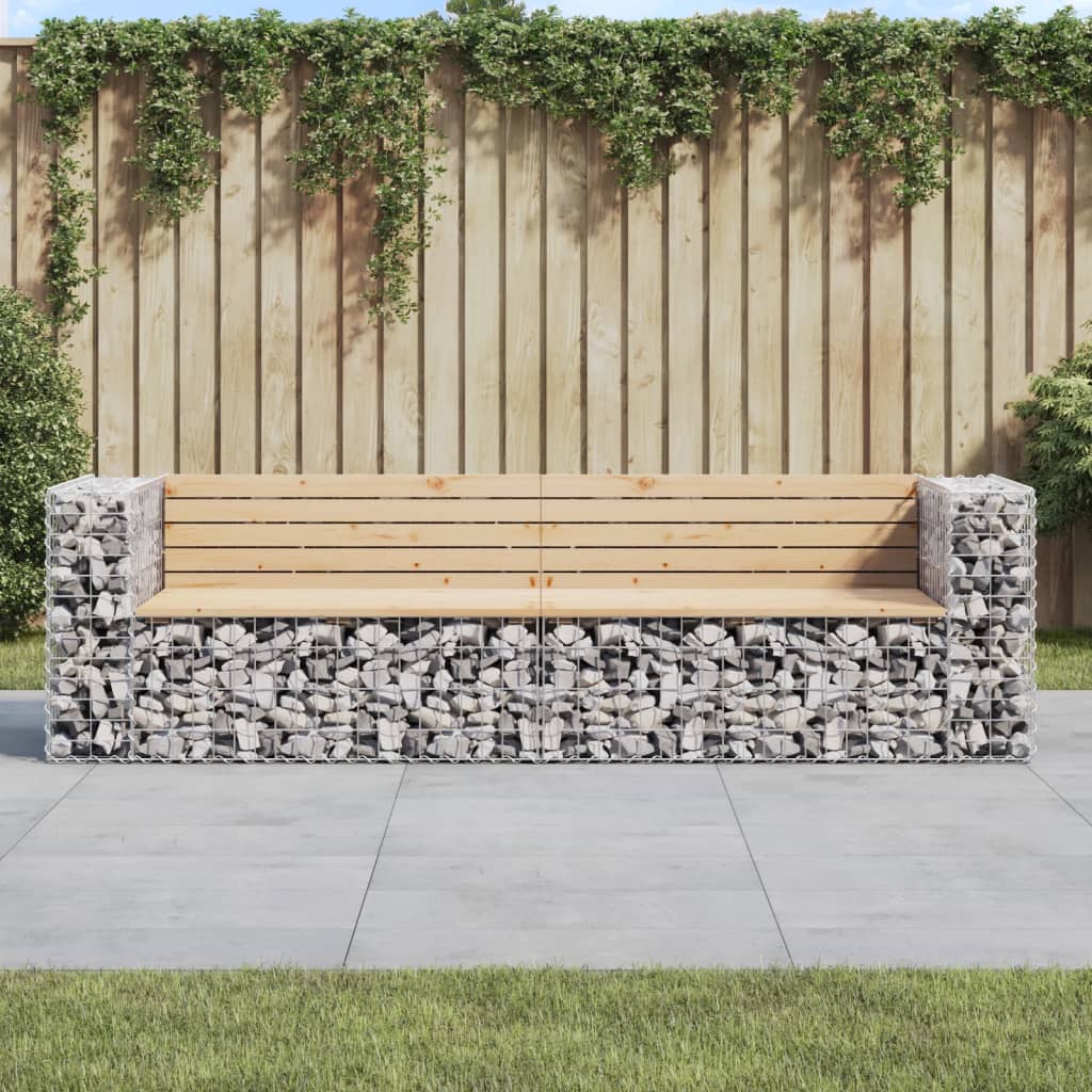 Zahradní Lavice Gabionový Design 244X71X65,5Cm Masivní Borovice