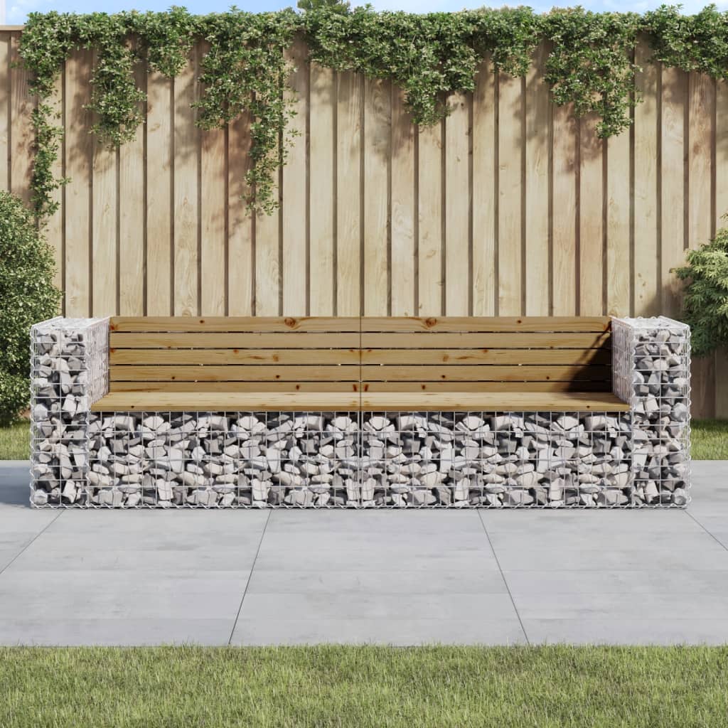 Zahradní Lavice Gabionový Design 244X71X65,5Cm Masivní Borovice