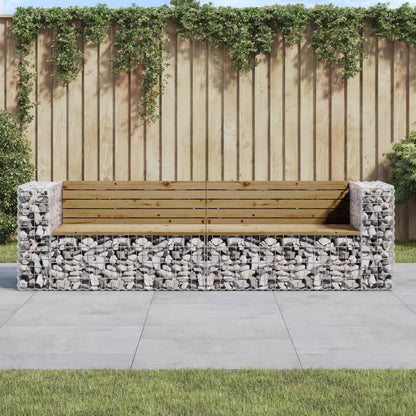 Zahradní Lavice Gabionový Design 244X71X65,5Cm Masivní Borovice