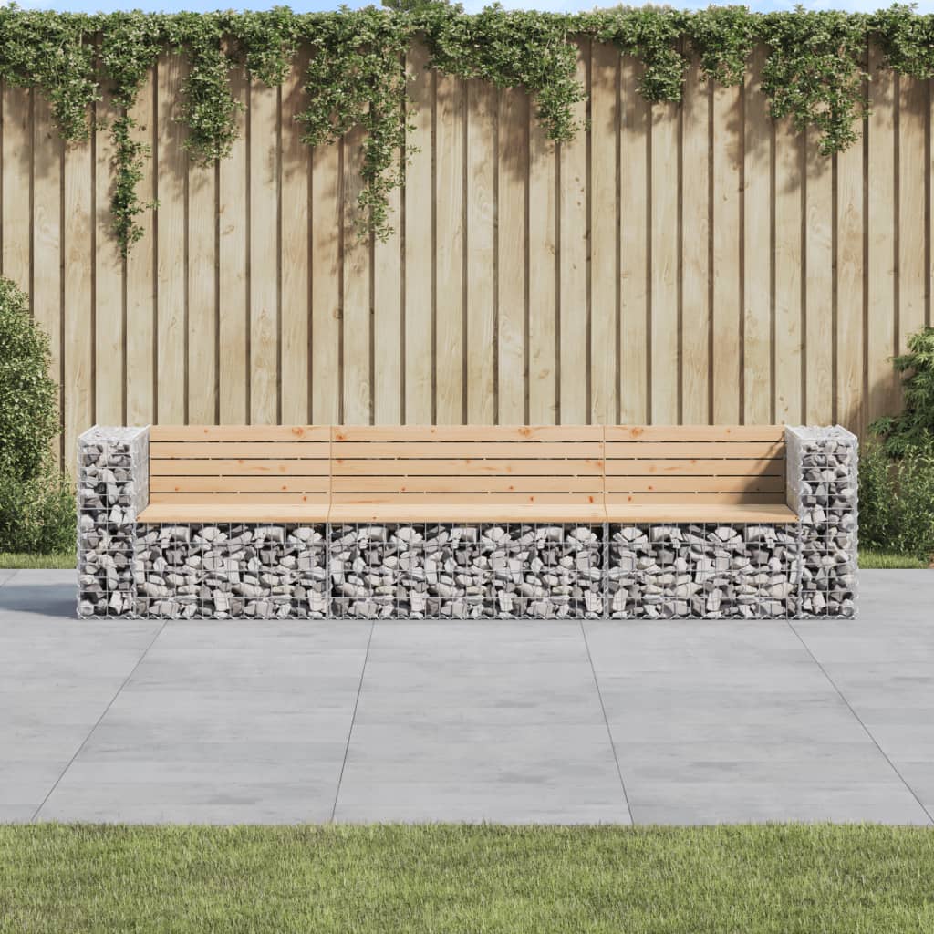 Zahradní Lavice Gabionový Design 287X71X65,5Cm Masivní Borovice