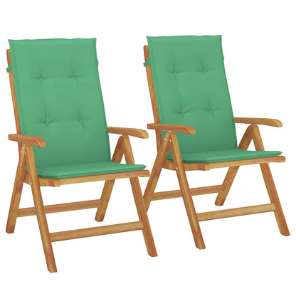 Polohovací Zahradní Židle S Poduškami 2 Ks Masivní Teak