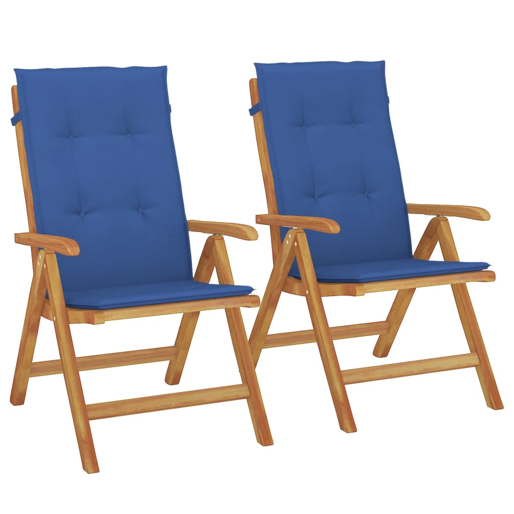 Polohovací Zahradní Židle S Poduškami 2 Ks Masivní Teak