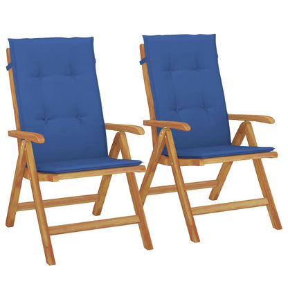 Polohovací Zahradní Židle S Poduškami 2 Ks Masivní Teak