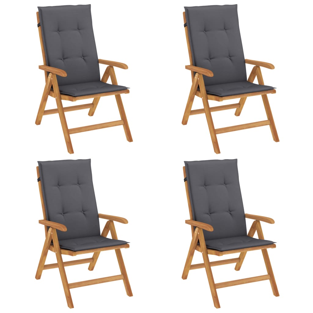 Polohovací Zahradní Židle S Poduškami 4 Ks Masivní Teak