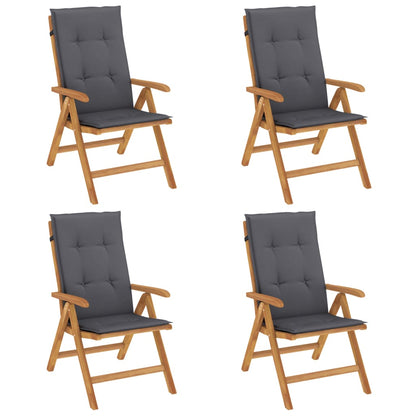 Polohovací Zahradní Židle S Poduškami 4 Ks Masivní Teak