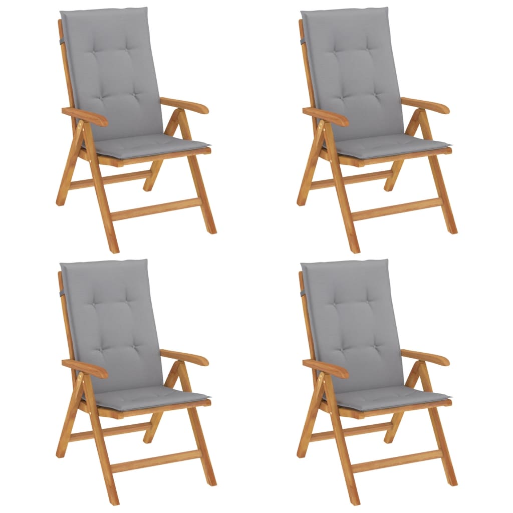 Polohovací Zahradní Židle S Poduškami 4 Ks Masivní Teak