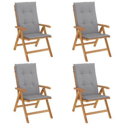 Polohovací Zahradní Židle S Poduškami 4 Ks Masivní Teak