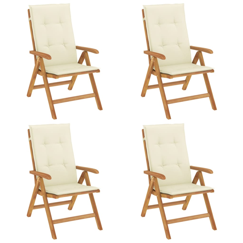 Polohovací Zahradní Židle S Poduškami 4 Ks Masivní Teak