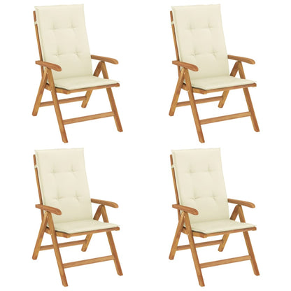 Polohovací Zahradní Židle S Poduškami 4 Ks Masivní Teak