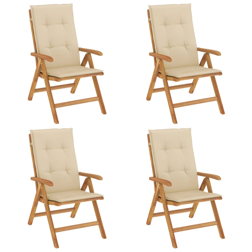 Polohovací Zahradní Židle S Poduškami 4 Ks Masivní Teak