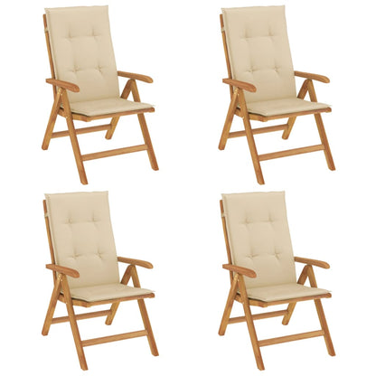 Polohovací Zahradní Židle S Poduškami 4 Ks Masivní Teak