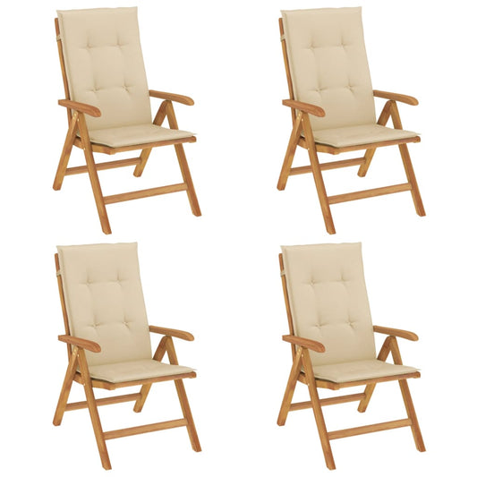 Polohovací Zahradní Židle S Poduškami 4 Ks Masivní Teak