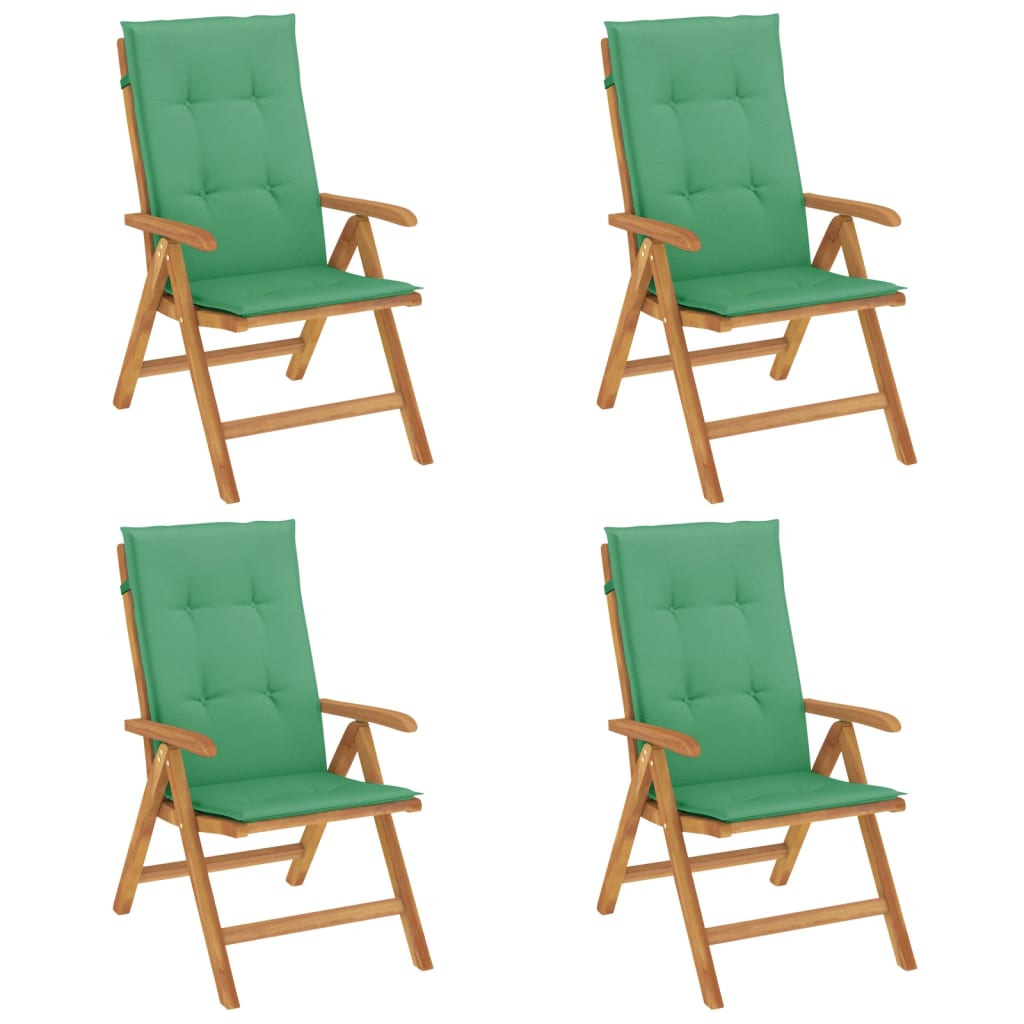 Polohovací Zahradní Židle S Poduškami 4 Ks Masivní Teak