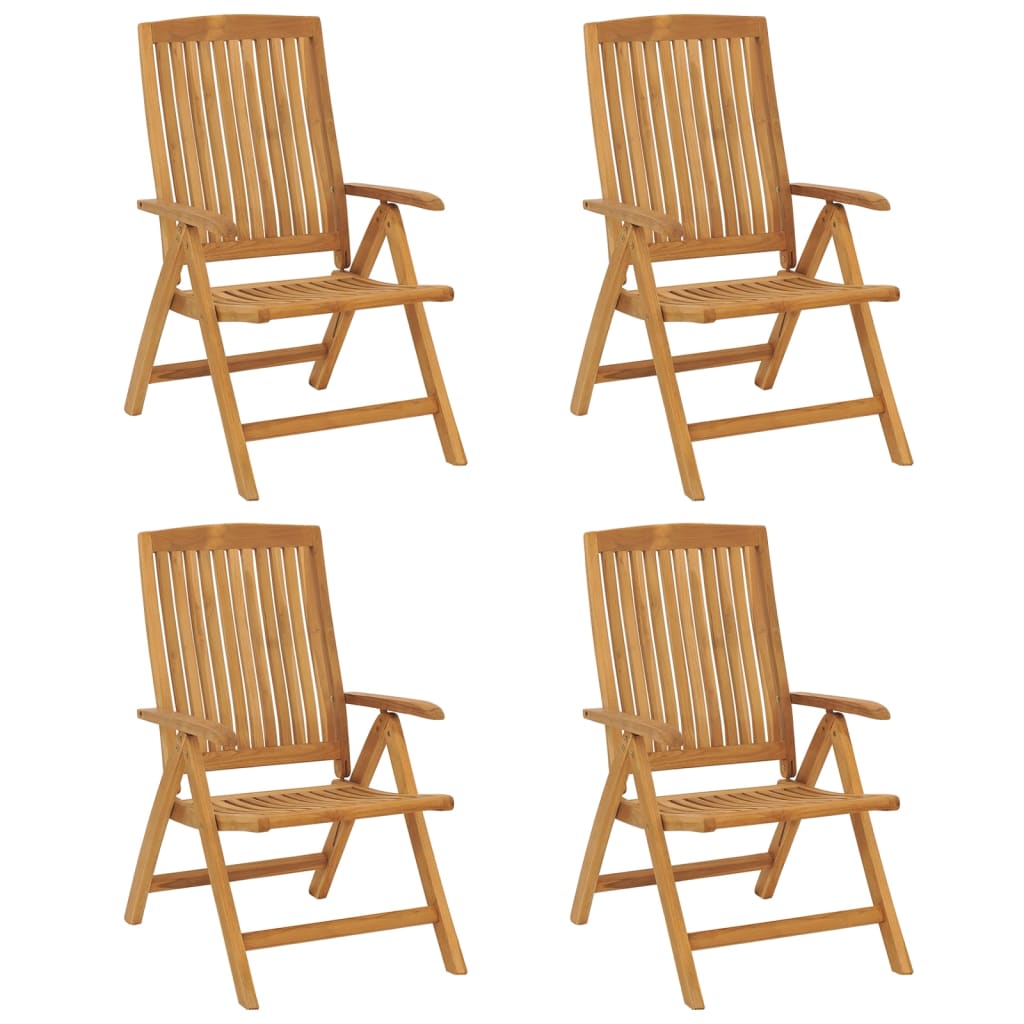 Polohovací Zahradní Židle S Poduškami 4 Ks Masivní Teak