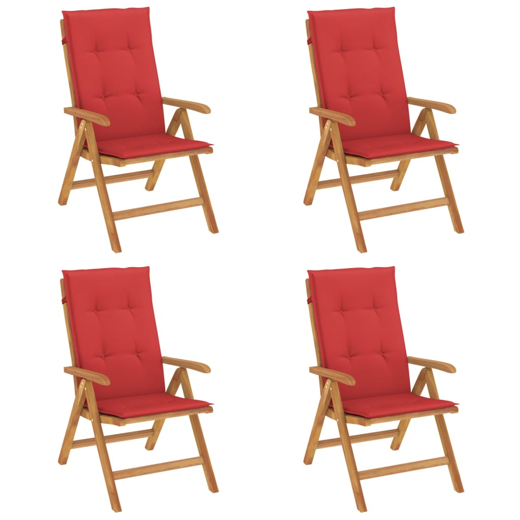 Polohovací Zahradní Židle S Poduškami 4 Ks Masivní Teak