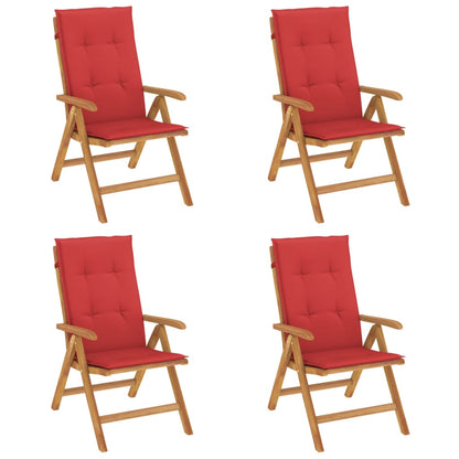 Polohovací Zahradní Židle S Poduškami 4 Ks Masivní Teak
