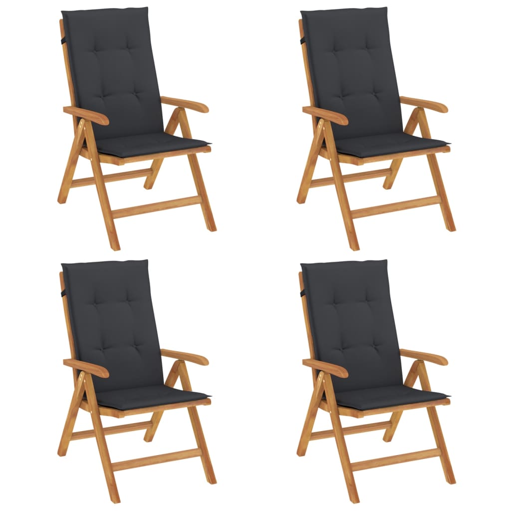 Polohovací Zahradní Židle S Poduškami 4 Ks Masivní Teak