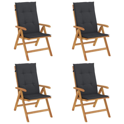 Polohovací Zahradní Židle S Poduškami 4 Ks Masivní Teak