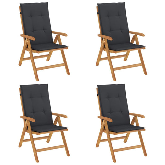 Polohovací Zahradní Židle S Poduškami 4 Ks Masivní Teak