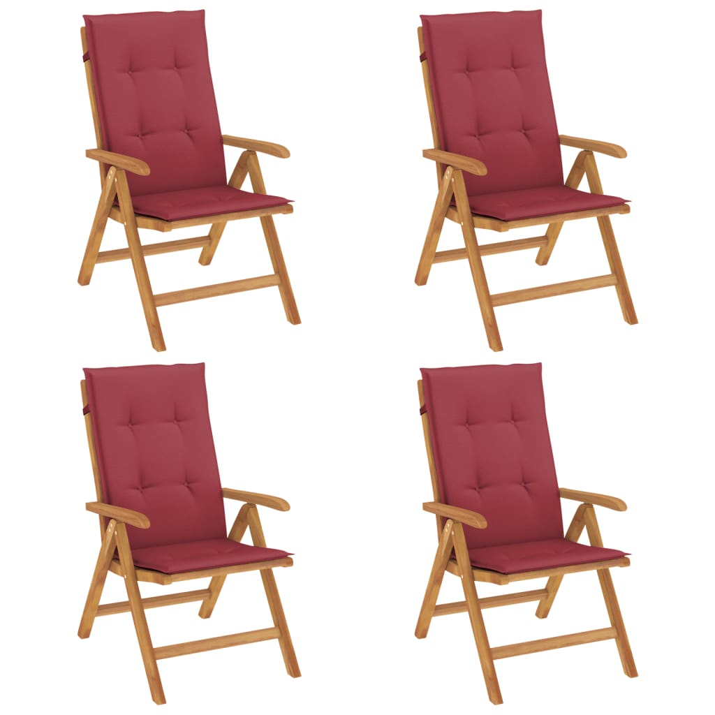 Polohovací Zahradní Židle S Poduškami 4 Ks Masivní Teak