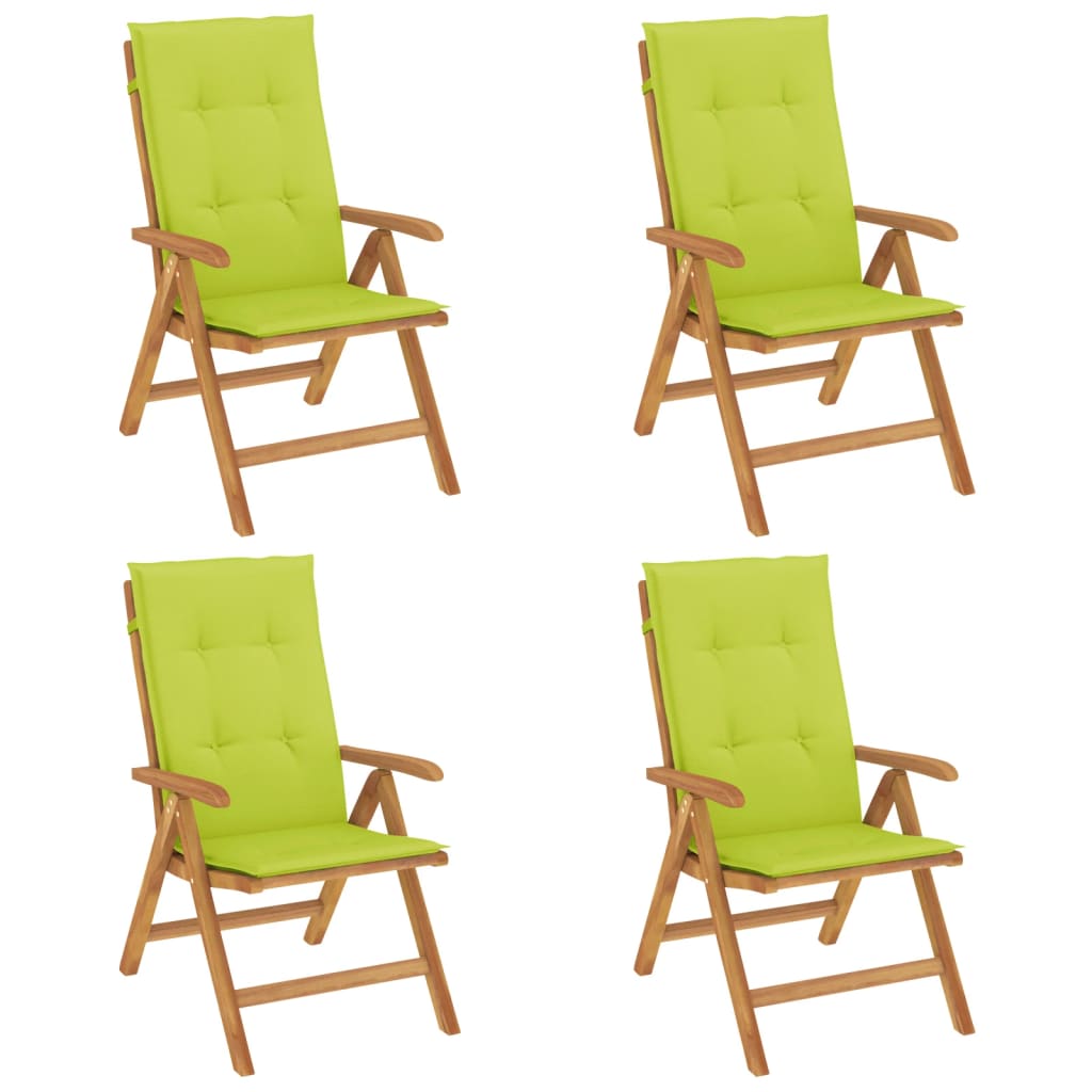 Polohovací Zahradní Židle S Poduškami 4 Ks Masivní Teak