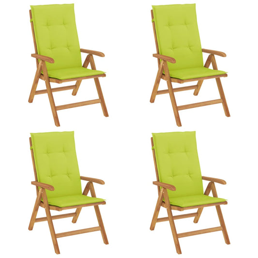 Polohovací Zahradní Židle S Poduškami 4 Ks Masivní Teak