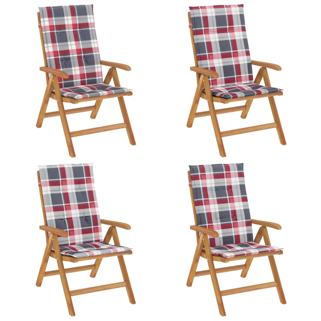 Polohovací Zahradní Židle S Poduškami 4 Ks Masivní Teak