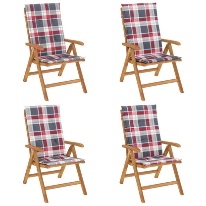 Polohovací Zahradní Židle S Poduškami 4 Ks Masivní Teak