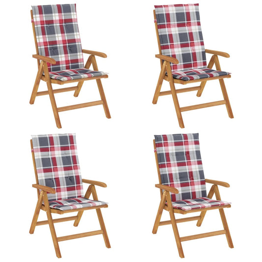 Polohovací Zahradní Židle S Poduškami 4 Ks Masivní Teak