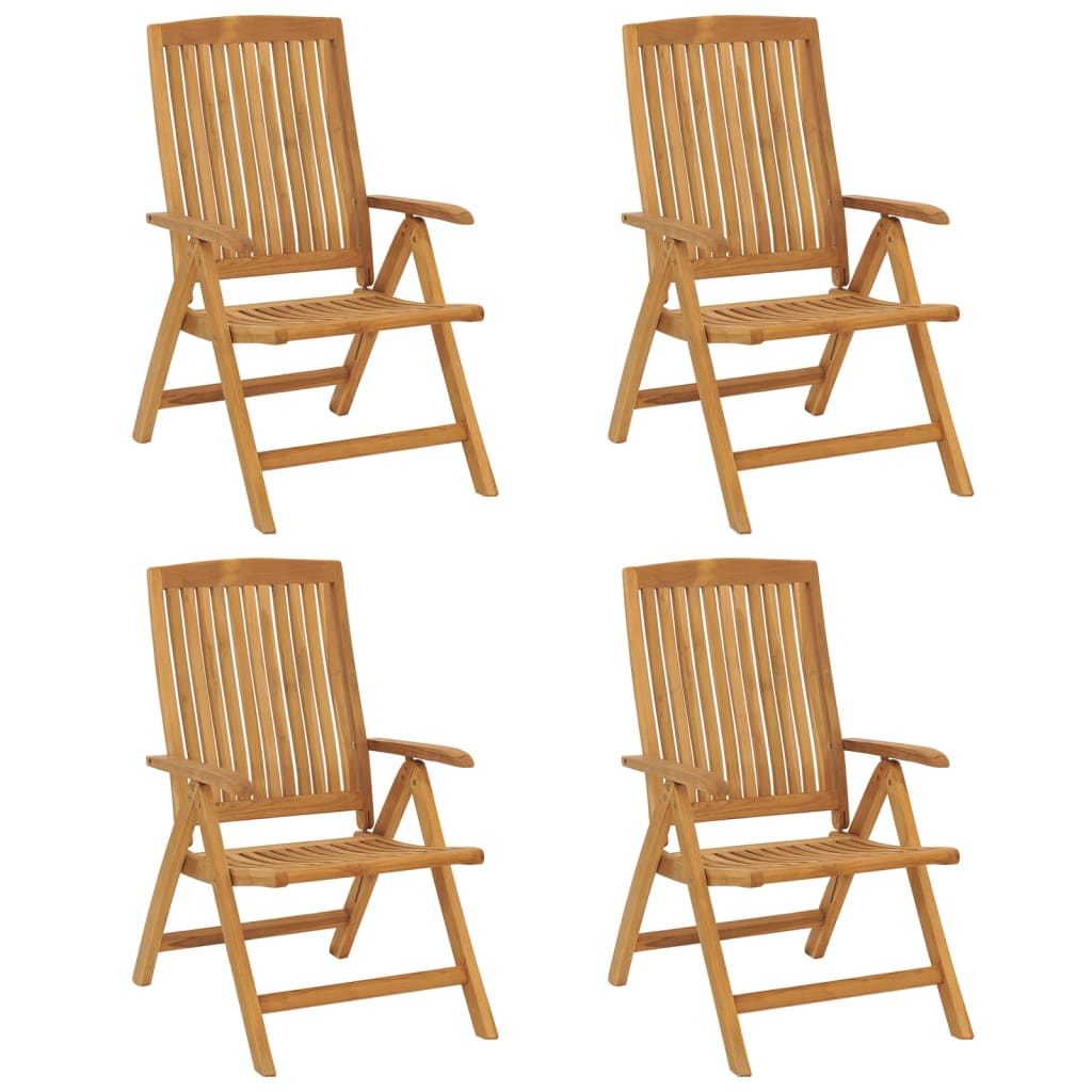 Polohovací Zahradní Židle S Poduškami 4 Ks Masivní Teak