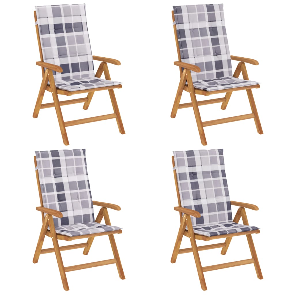 Polohovací Zahradní Židle S Poduškami 4 Ks Masivní Teak