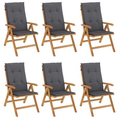 Polohovací Zahradní Židle S Poduškami 6 Ks Masivní Teak