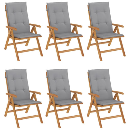 Polohovací Zahradní Židle S Poduškami 6 Ks Masivní Teak