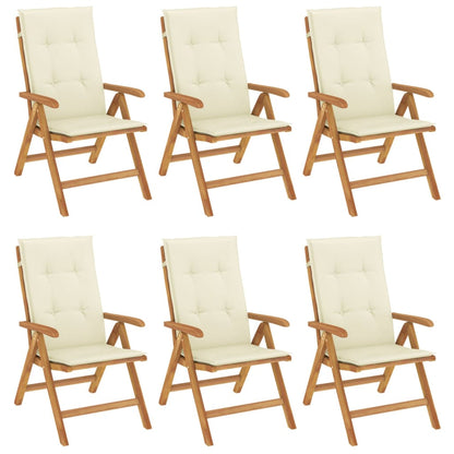 Polohovací Zahradní Židle S Poduškami 6 Ks Masivní Teak