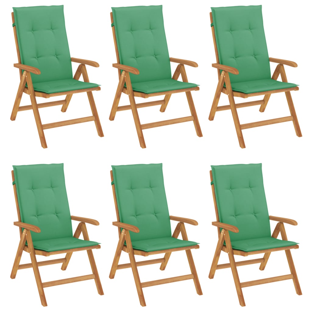 Polohovací Zahradní Židle S Poduškami 6 Ks Masivní Teak