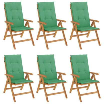 Polohovací Zahradní Židle S Poduškami 6 Ks Masivní Teak