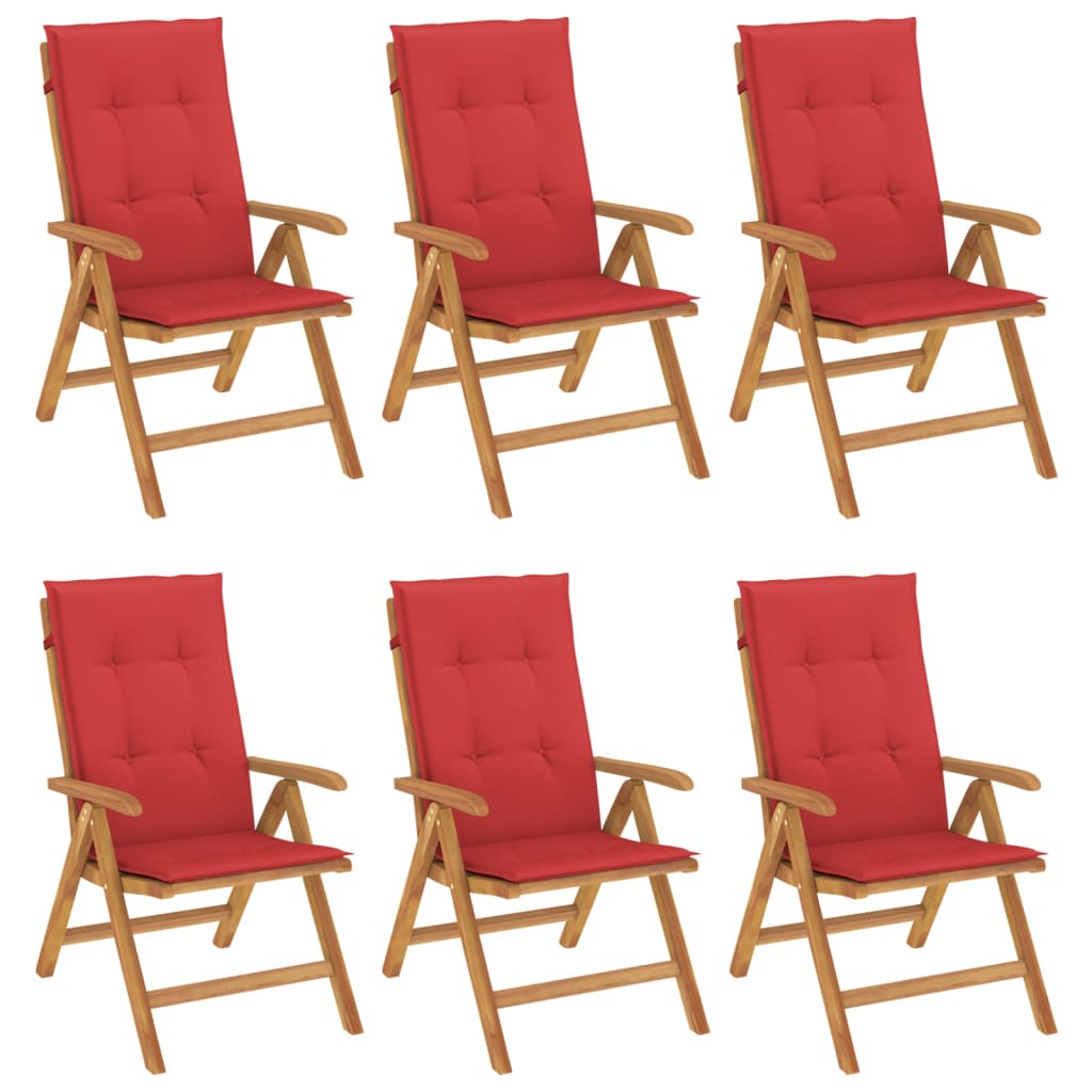 Polohovací Zahradní Židle S Poduškami 6 Ks Masivní Teak
