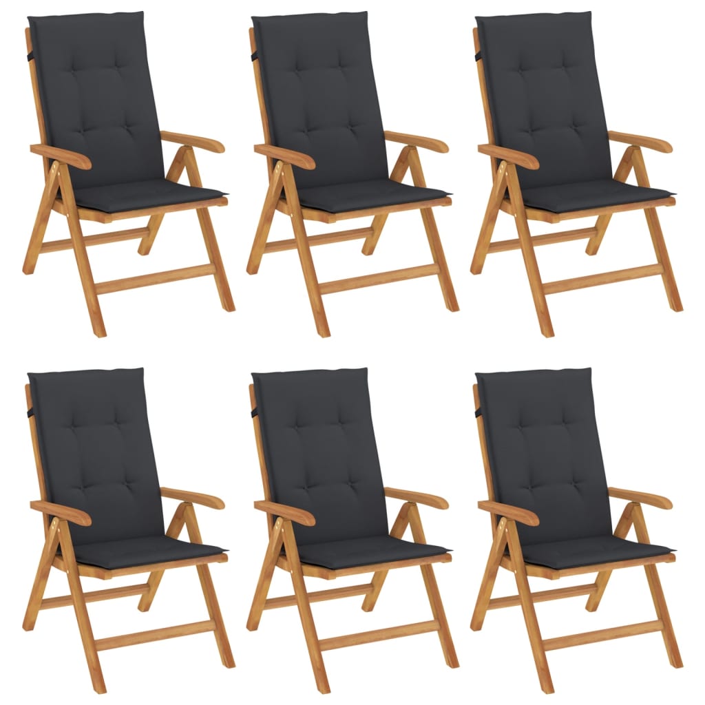 Polohovací Zahradní Židle S Poduškami 6 Ks Masivní Teak