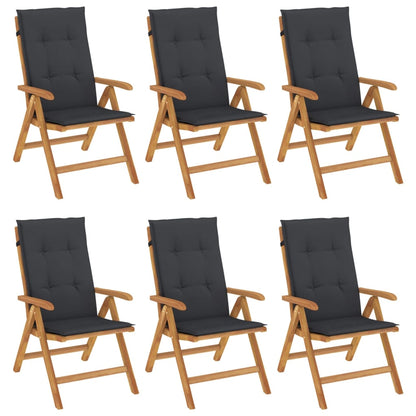 Polohovací Zahradní Židle S Poduškami 6 Ks Masivní Teak